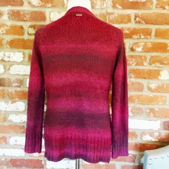 Prana Leisel Plum Gradient Striped Pink Chunky Cable Knit Sweater Medium - Picture 5 of 8